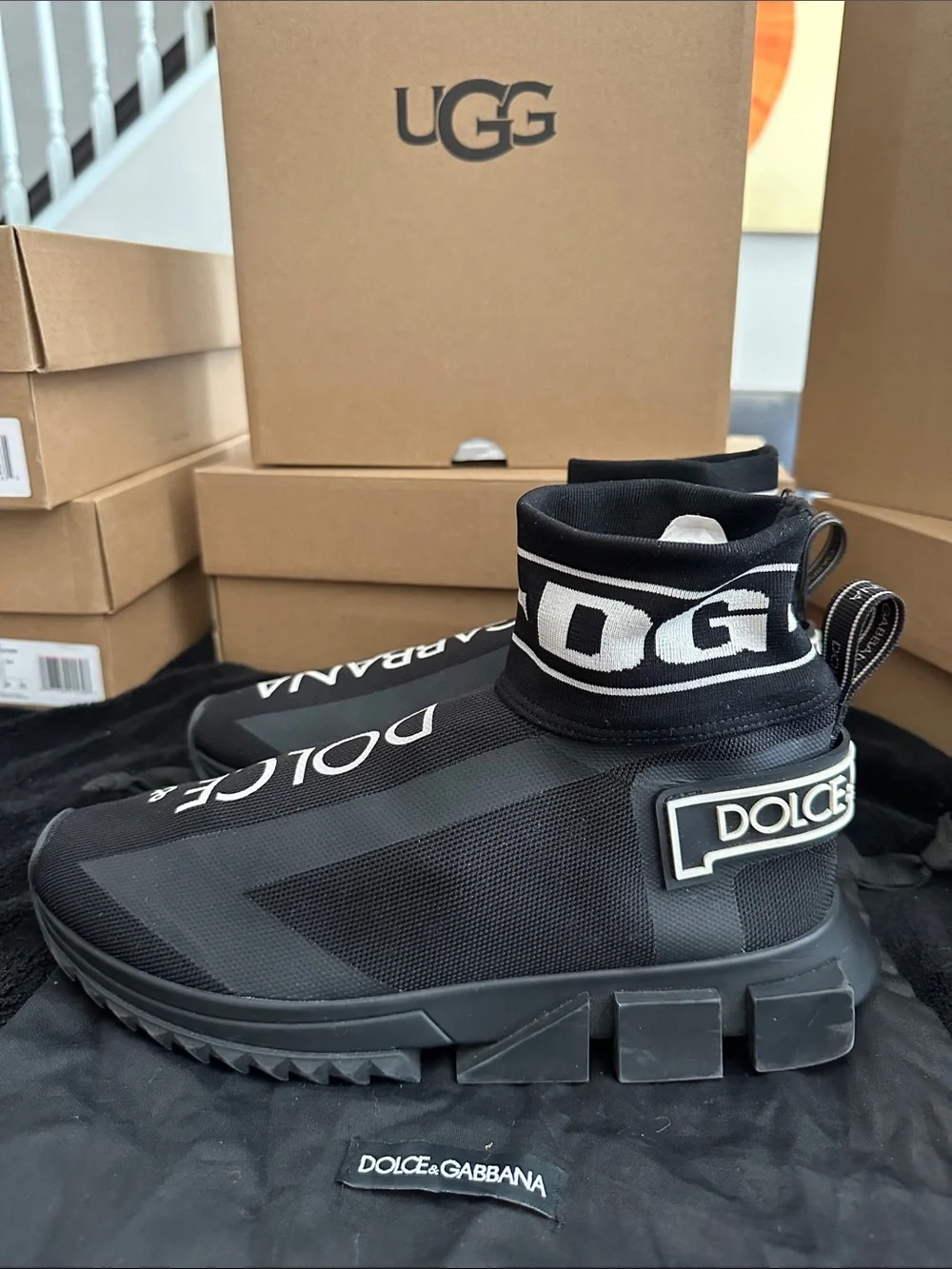 Dolce & Gabbana Black and White  Logo Sneaker - Picture 4 of 9